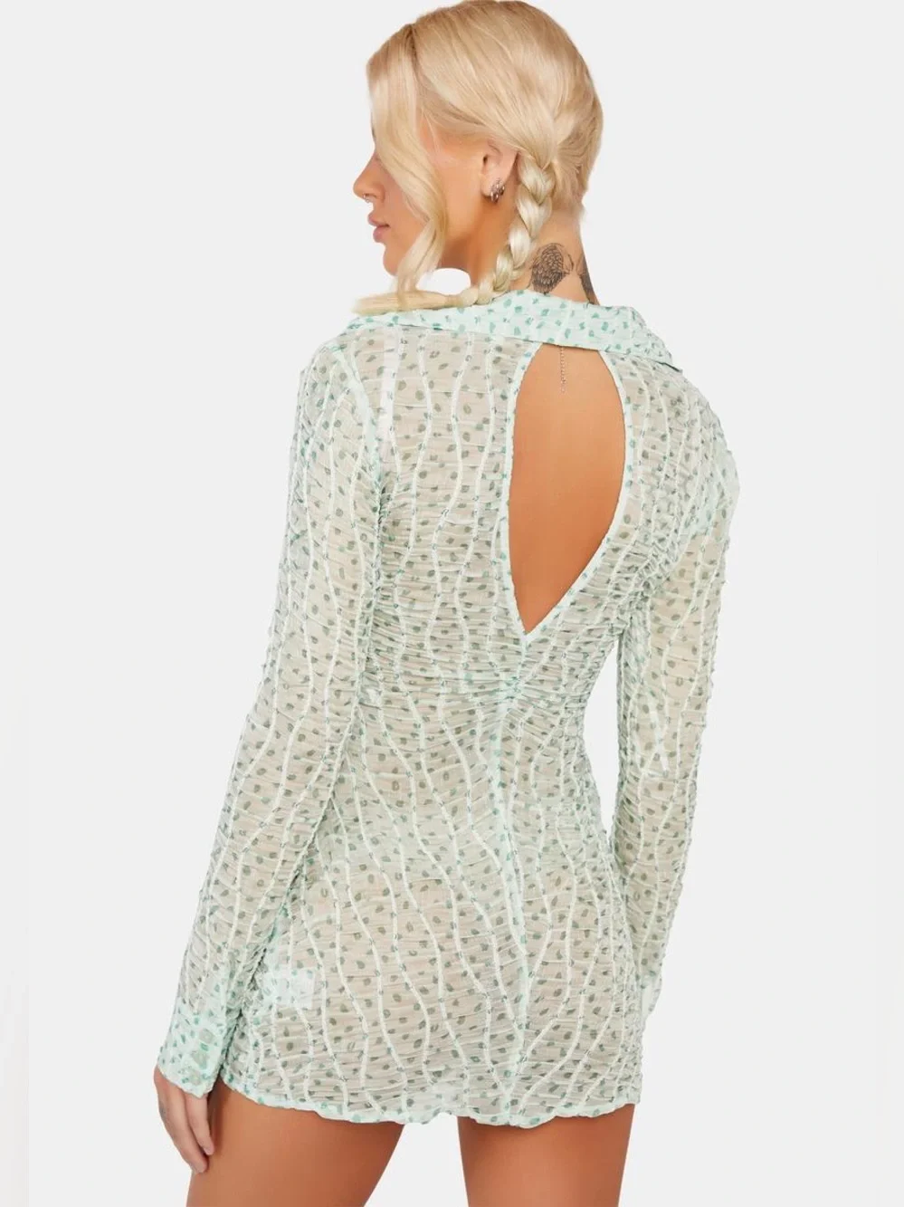 For Love And Lemons Drea Long Sleeve Collared Button-Front Dress NWT $250 - Picture 5 of 8